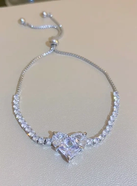 甜酷风小众锆石爱心手链韩式甜美气质设计感手环ins时尚新款手饰