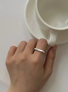 韩版时尚平形光面戒指女ins小众设计简约个性斜面开口指环手饰品