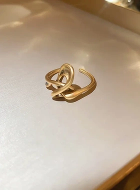 锆石几何开口戒指小众金属风设计食指戒法式复古轻奢风手饰女活口