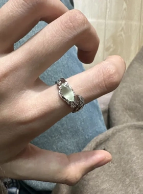 绳结鸽子蛋锆石戒指女ins风轻奢小众高级感指环精致百搭食指戒潮