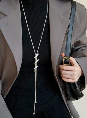 超闪镶钻缠绕小蛇项链ins小众设计感锁骨链时尚百搭气质项饰合金