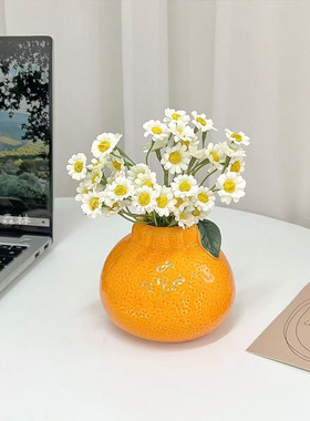 仿真橘子花瓶水培绿箩高颜值