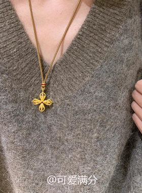 新年新中式十字杵棕绳项链女配饰