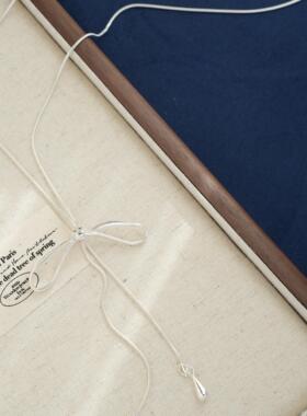 银色蝴蝶结抽拉项链女配饰