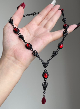 暗黑风黑红撞色项链女配饰