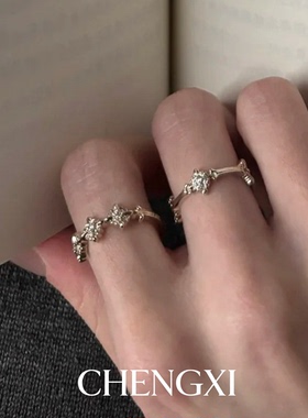 中古vintage轻奢银色鸢尾花戒指