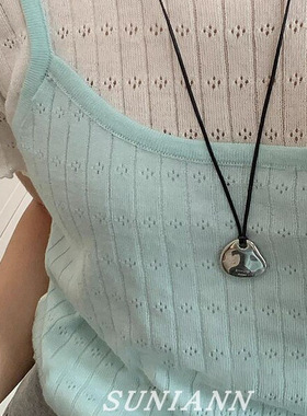 ins风不规则吊坠黑绳项链配饰