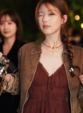 赵露思许妍同款巧克力串珠项链女