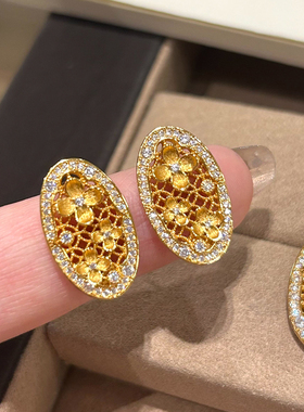 新中式繁花圆盘花窗吊坠项链女