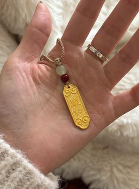 新中式金色上上签吊牌编绳项链