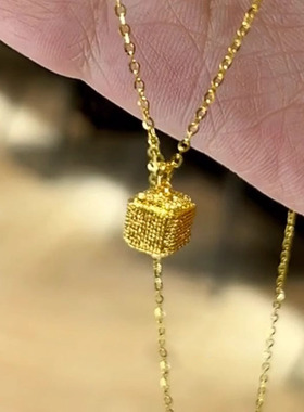 金色超闪小方块项链女颈链