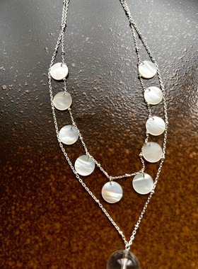 银色圆贝串珠项链女颈链