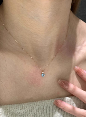 宝石蓝爱心仿钻项链女轻奢吊坠