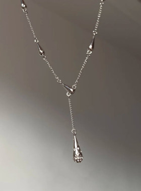 老友记瑞秋同款银色水滴项链女