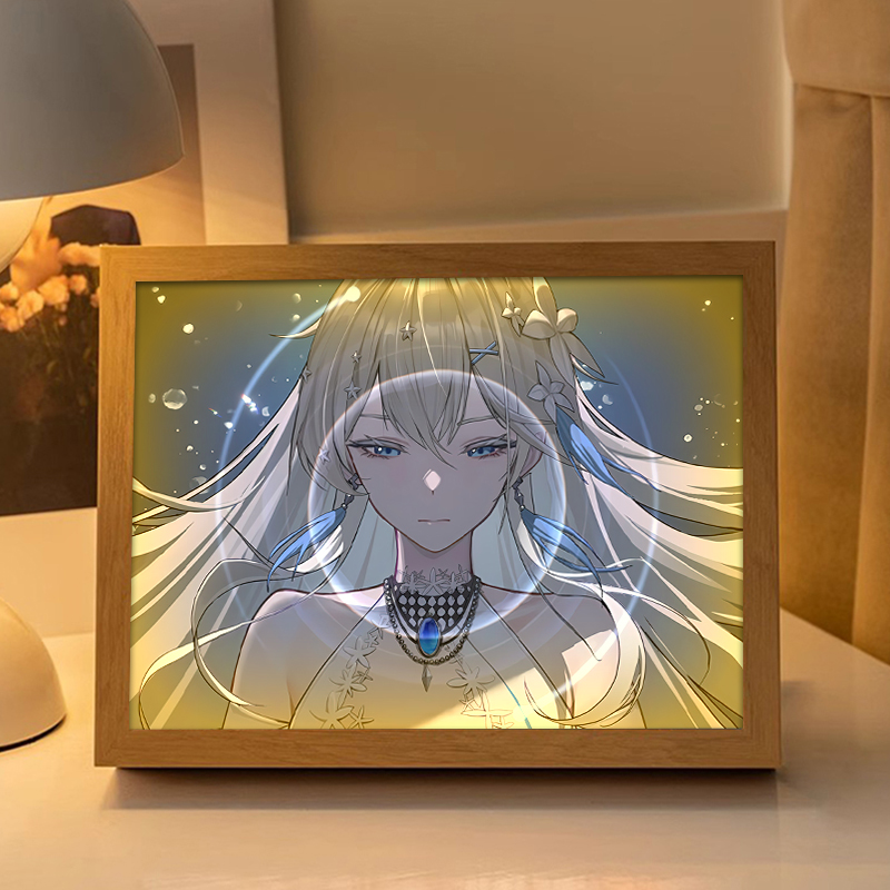 龙族上杉绘梨衣灯光画手办周边二次元小夜灯镜子相框卧室桌面摆件 - 图3