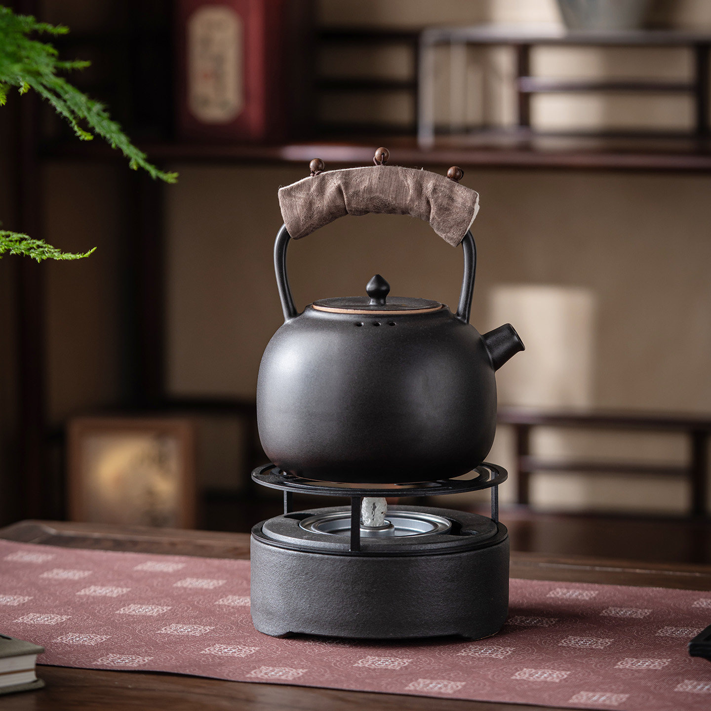 蝉舍陶瓷酒精罐温茶炉茶道加热煮茶炉温茶器复古中式提梁壶煮茶器,淘宝优惠券,粉丝福利购,淘宝优惠卷