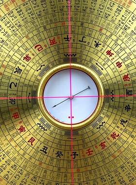 八 8寸玄空飞星罗盘李居明李氏三元专业罗经高精度黄铜指南针摆件