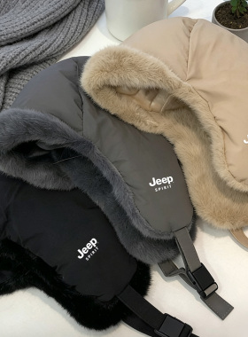 Jeep女冬毛绒雷锋帽护耳保暖帽子