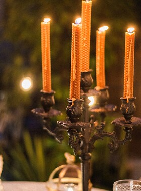 掬涵 铸铁蜡烛台餐桌摆件七夕欧式烛光晚餐道具浪漫灯复古花园