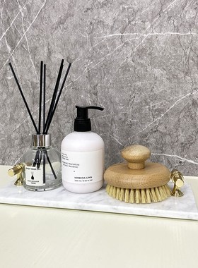 样板房卫生间浴室摆件大理石托盘洗漱沐浴用品香薰组合套装软装饰