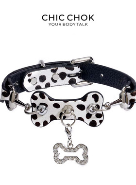 CHICCHOK原创项圈黑白小狗颈带
