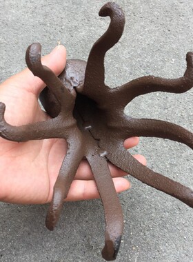 铸铁铁艺八爪鱼摆件庭院 复古做旧章鱼摆设 家居装饰手机架名片架