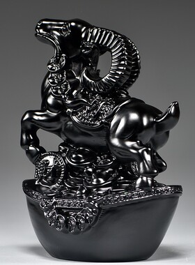 黑色羊摆件实木雕刻十二生肖黑羊客厅办公缺角卧室补角装饰工艺品