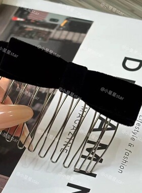 公主头丝绒蝴蝶结倒插梳刘海碎发夹