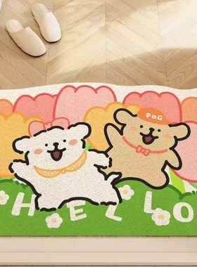爱尔兰家用入户门线条进门脚垫小狗卡通地垫地毯裁剪灰玄关可蹭丝