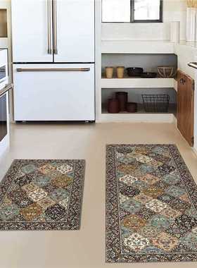耐脏入户门家用厨房脚垫波斯垫复古耐磨玄关地垫两件套地垫亚马逊