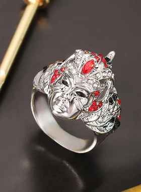 爆款复古奢杜莎镶钻戒指创意个性百搭戒指直销