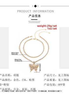 欧美饰品 时简约爪链钻链条项饰女 复古嘻哈镶钻大项链