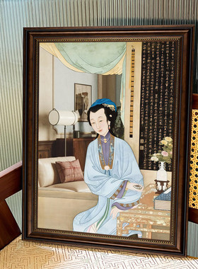 雍正十二美人图镜子装饰画故宫文创国风仕女图女生房间化妆摆件
