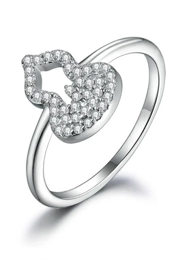 纯银福禄葫芦镂空女款葫芦戒指女小众设计微镶锆石925银戒指