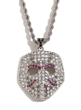 欧美小众创意个性嘻哈项坠不锈钢镀18k金满钻骷髅头麻花链项链男