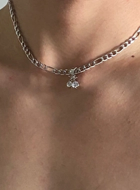 樱桃~镶钻金属拼接项链夏甜酷风ins辣妹耳环轻奢小众锁骨链