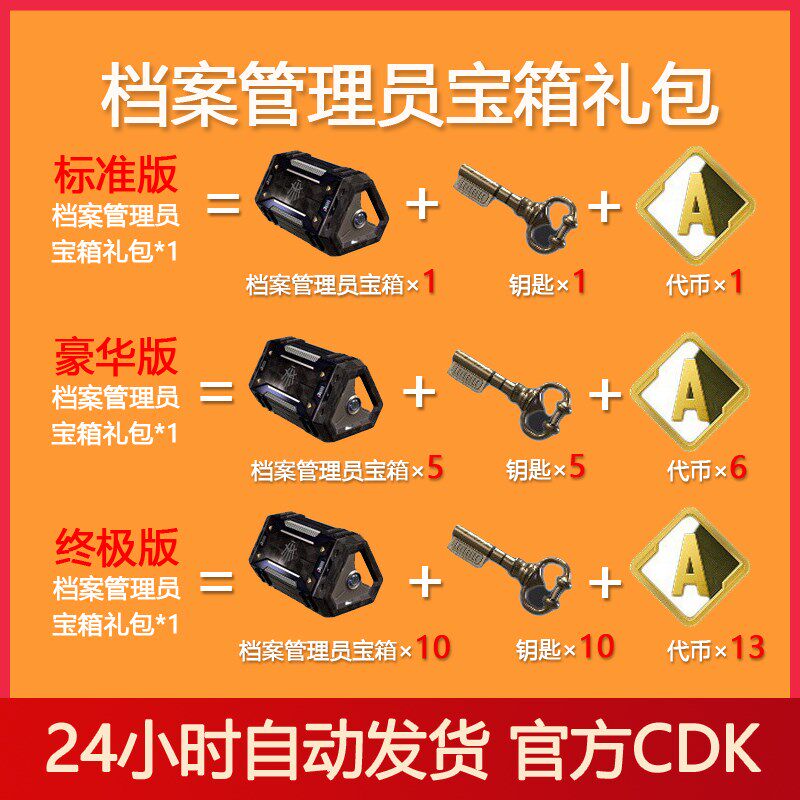 pubgPUBG档案管理员宝箱礼包绝地求生宝箱吃鸡钥匙工匠代币CDK兑换码