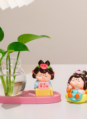 创意卡通唐仕女水培花瓶玄关客厅家居摆件水养绿植花器桌面装饰品