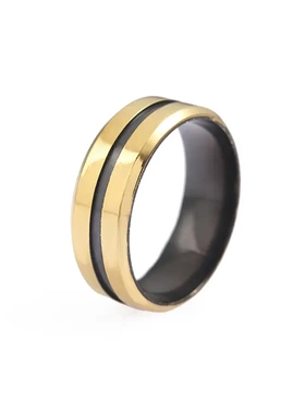 钛钢戒指拼接蓝黑色撞色戒指欧美不锈钢饰品直供精美指环