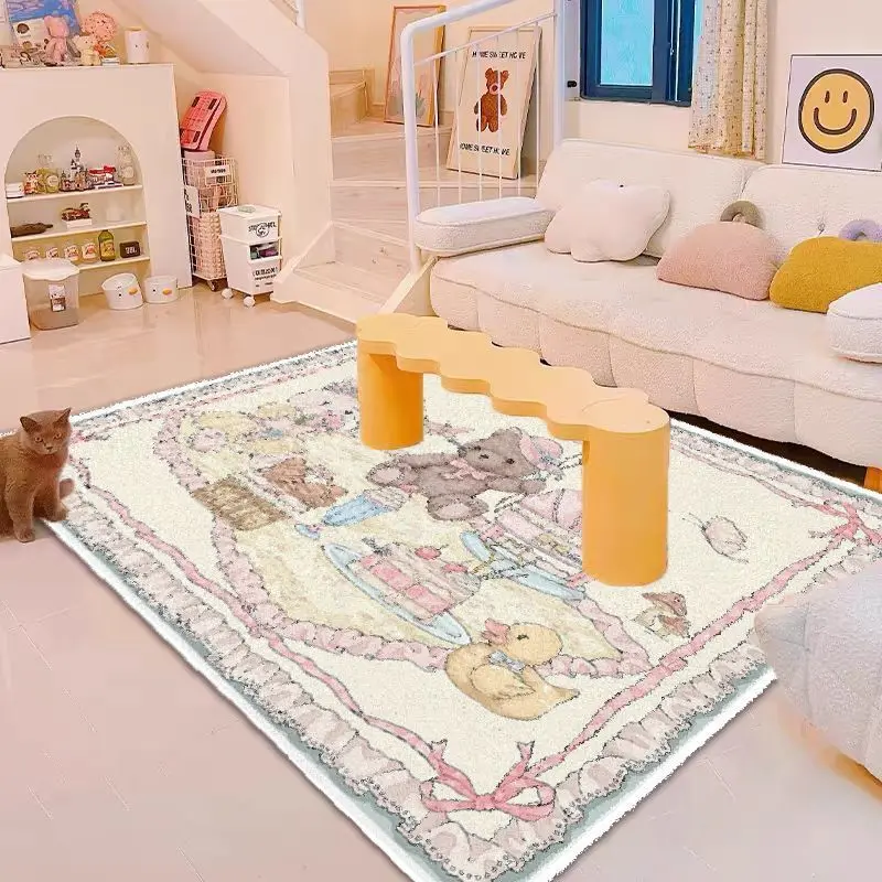 ins用仿羊绒客厅地毯房间地垫加厚满铺沙发茶几垫卧室床边毯 - 图1