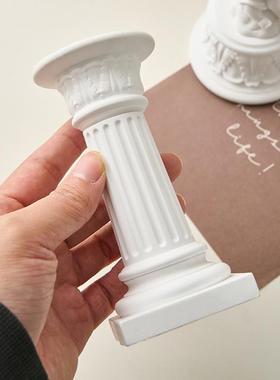 高级感石膏罗马柱摆件装饰谷美拍照道具手办陈列展示台静物拍摄