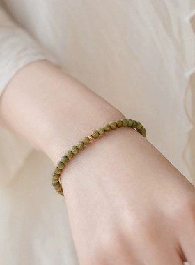 普陀山檀木手链细小纤细款绿檀女复古民族风手串男学生情侣单圈