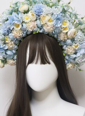 泉州仿簪花围汉服绢花头饰簪花发饰民族风拍摄写真花朵发箍花环