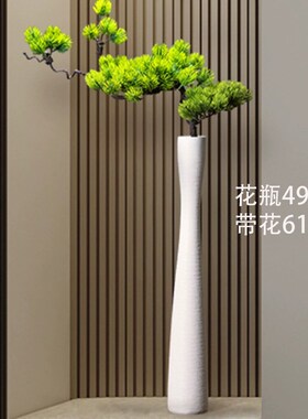 北欧风电视柜摆件两边落地花瓶高级感客厅入户玄关细长柜装饰花器