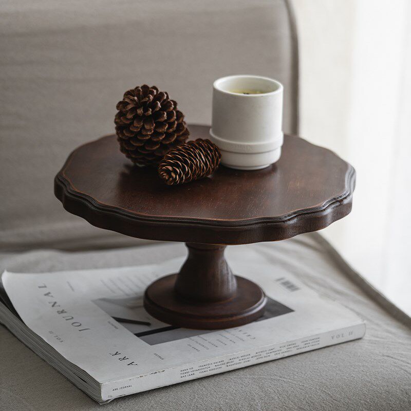 润家家居法式实木托盘中古风木质高脚水果盘香薰盘装饰置物甜品盘,淘宝优惠券,粉丝福利购,淘宝优惠卷