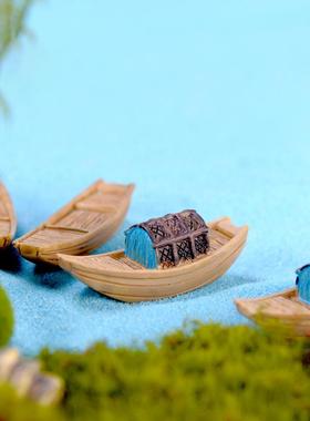 迷你仿真江南小船渔船乌篷船模型摆件 微景观盆景造景DIY装饰配件