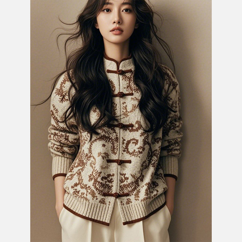 新中式女装国风复古针织毛衣高级感内搭打底上衣女款2025新款冬季,淘宝优惠券,粉丝福利购,淘宝优惠卷