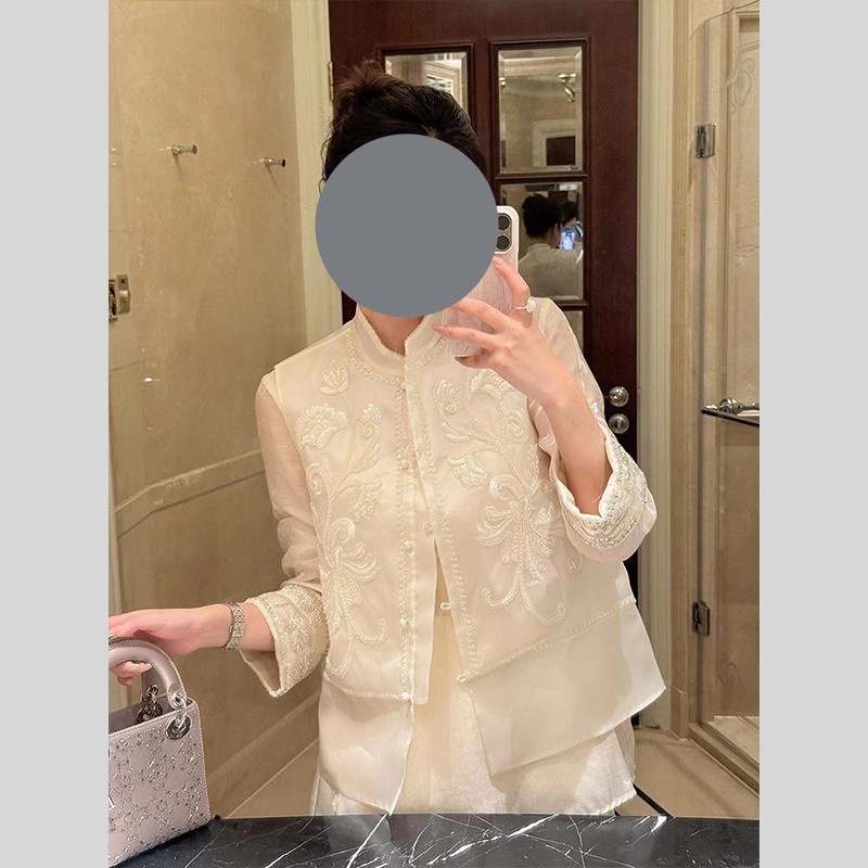 今年流行独特高级感气质穿搭新中式国风禅意时尚马甲衬衫套装女夏 - 图1