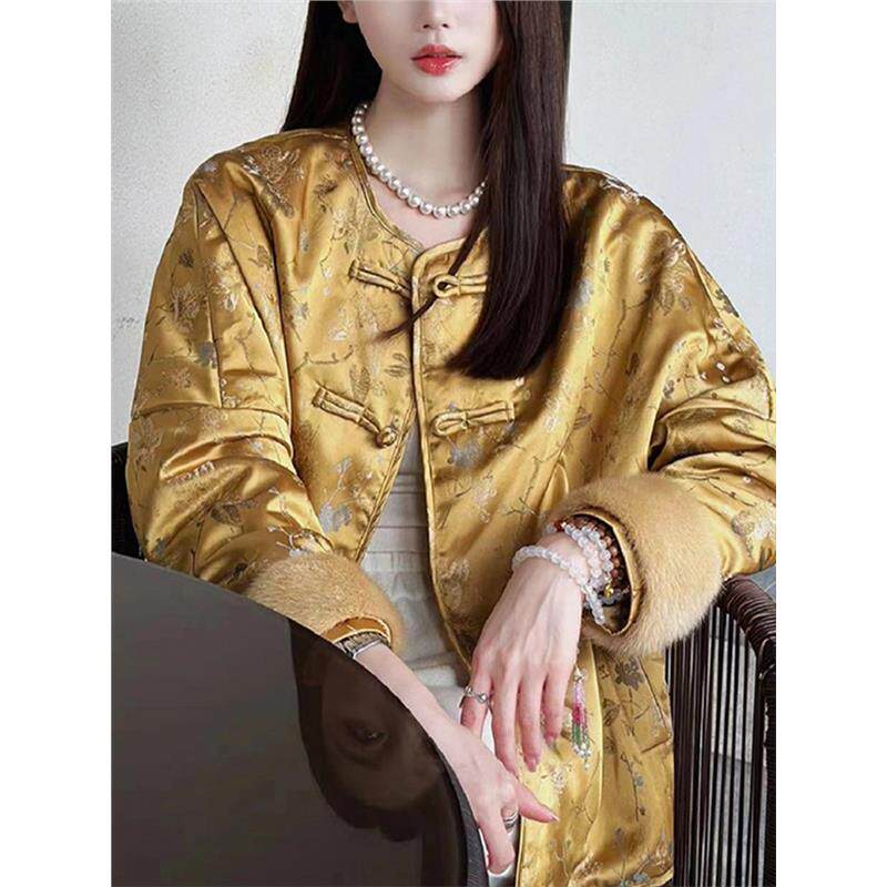 今年流行时尚漂亮高级感新中式国风黄色夹棉外套女秋冬季2025新款,淘宝优惠券,粉丝福利购,淘宝优惠卷