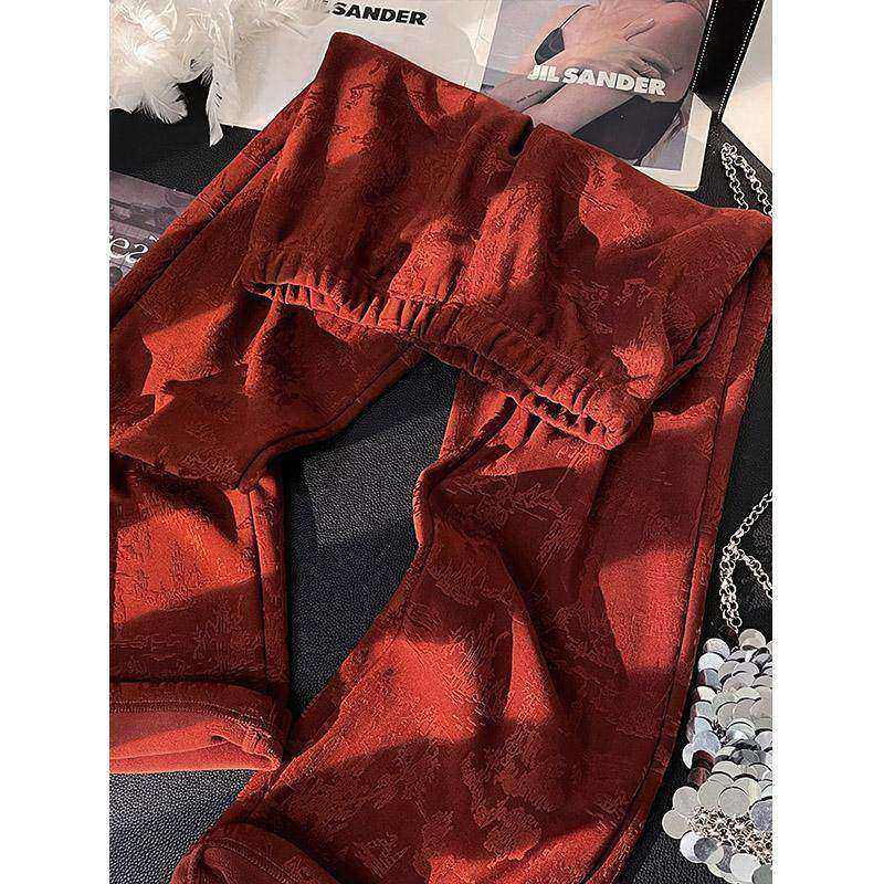 新中式提花休闲裤子女2026冬季新款直筒宽松国风阔腿裤潮,淘宝优惠券,粉丝福利购,淘宝优惠卷